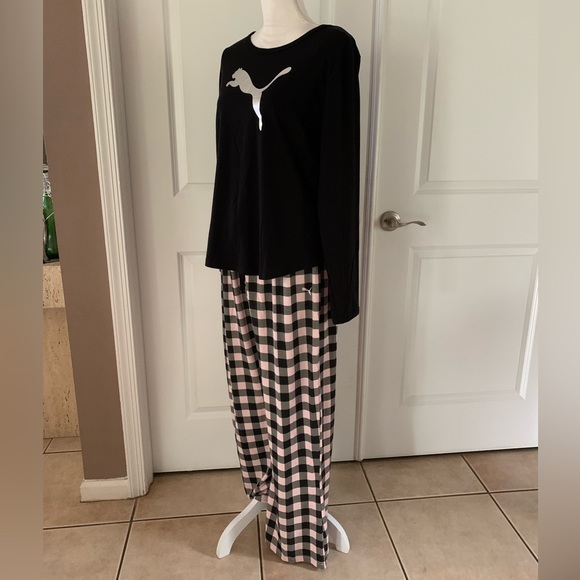 NWOT Puma black top and plaid pants pajama set - Picture 3 of 12